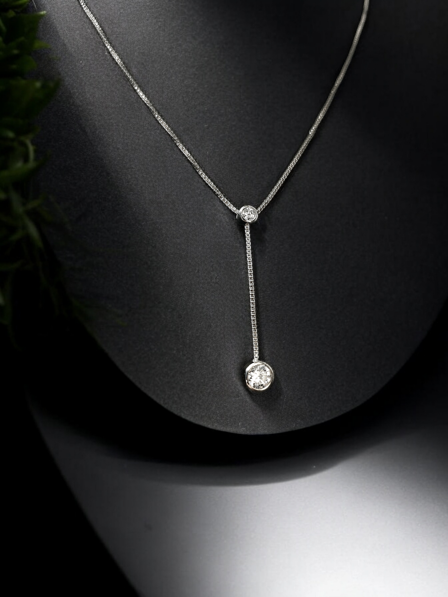 Sterling Silver Drop Pendant Necklace With White Sapphires