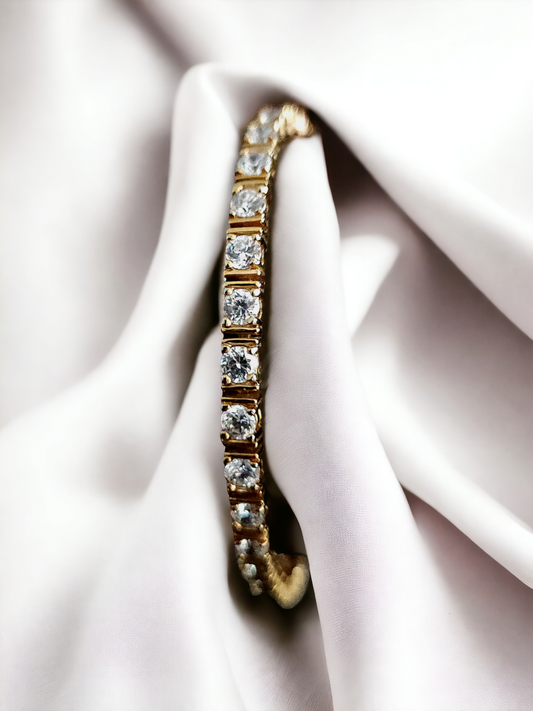 18k Yellow Gold Plated Tennis Bracelet