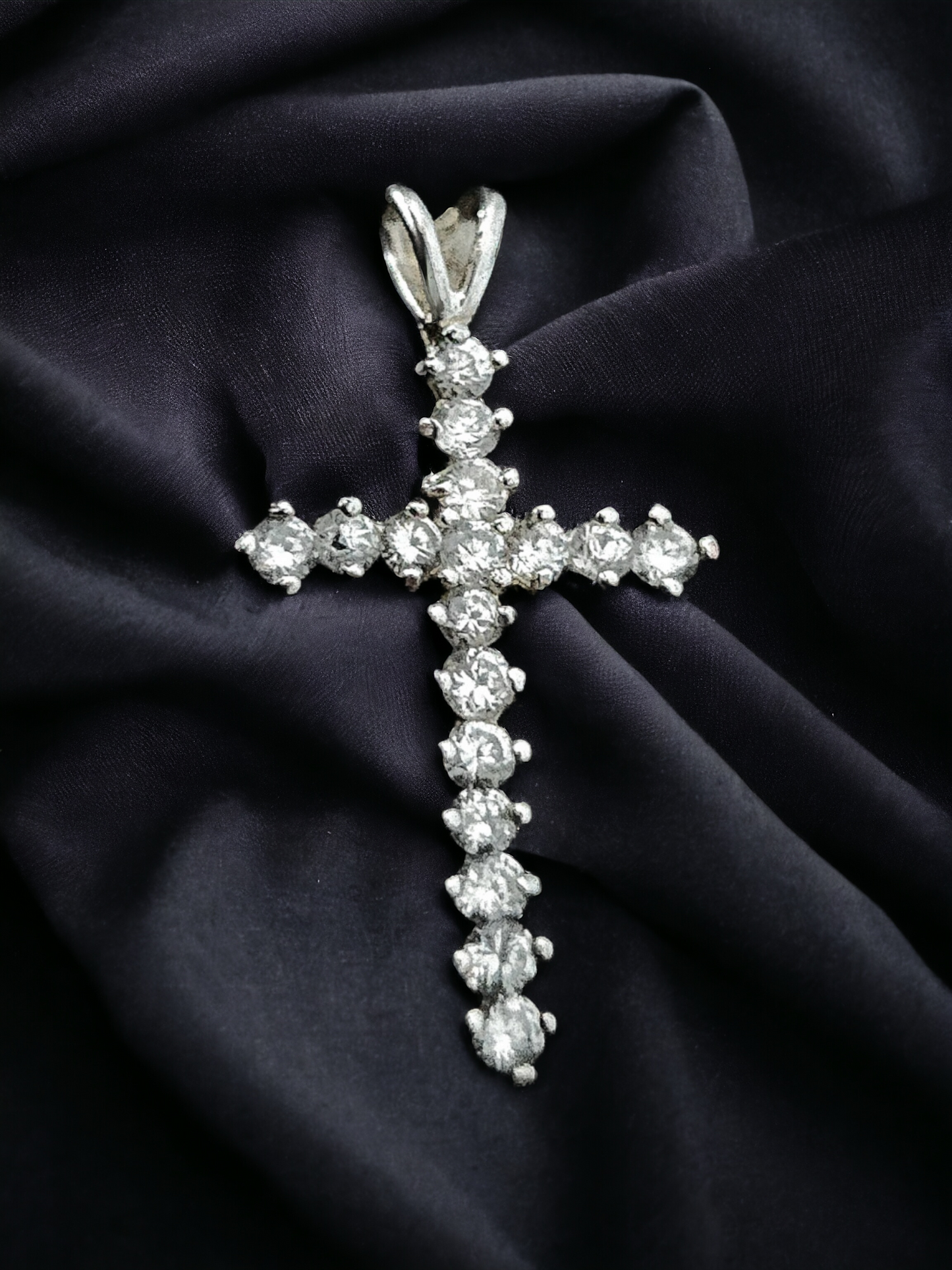 Iced Out Silver Cross
