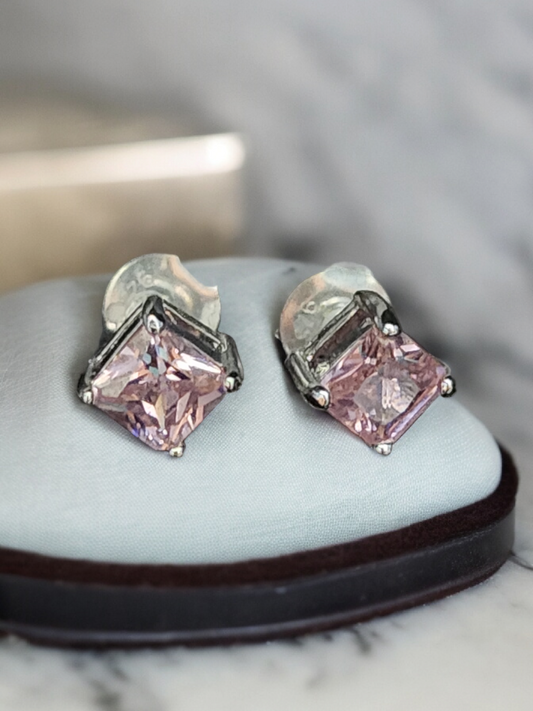 Pink Tourmaline Silver Studs