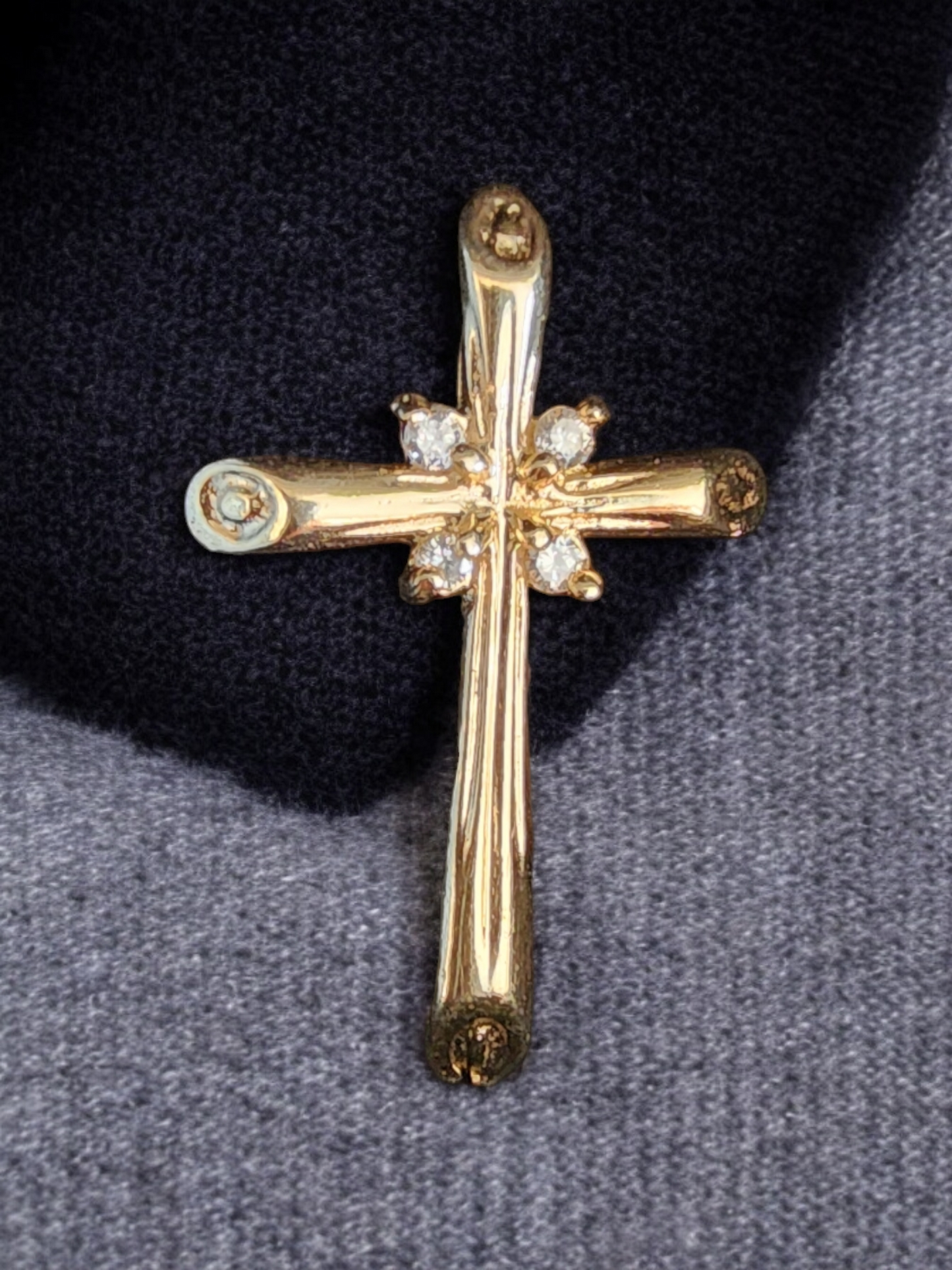 14k Gold Diamond Cross