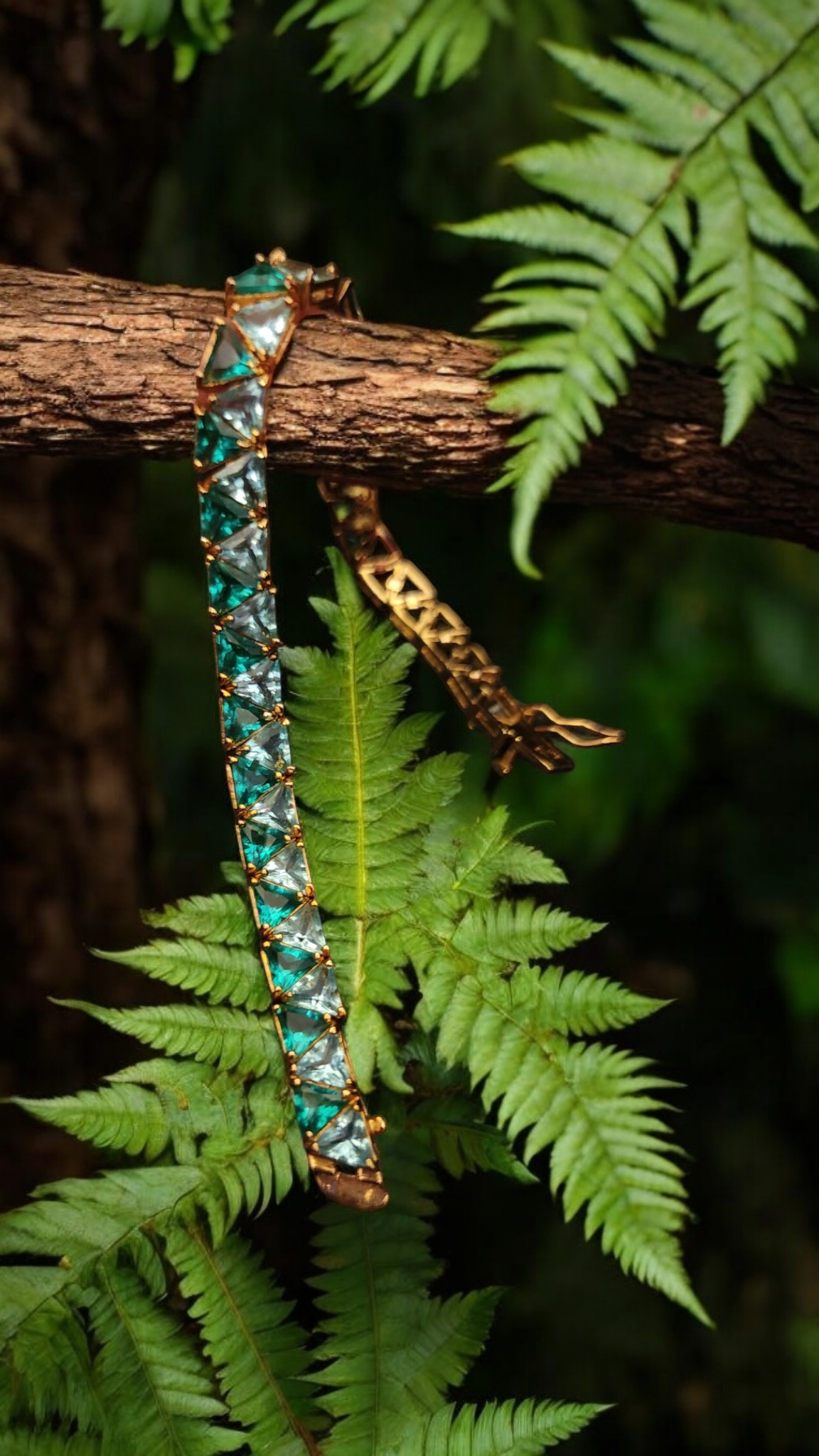 Ocean Green Tourmaline and Blue Topaz Trillion Cut Bracelet