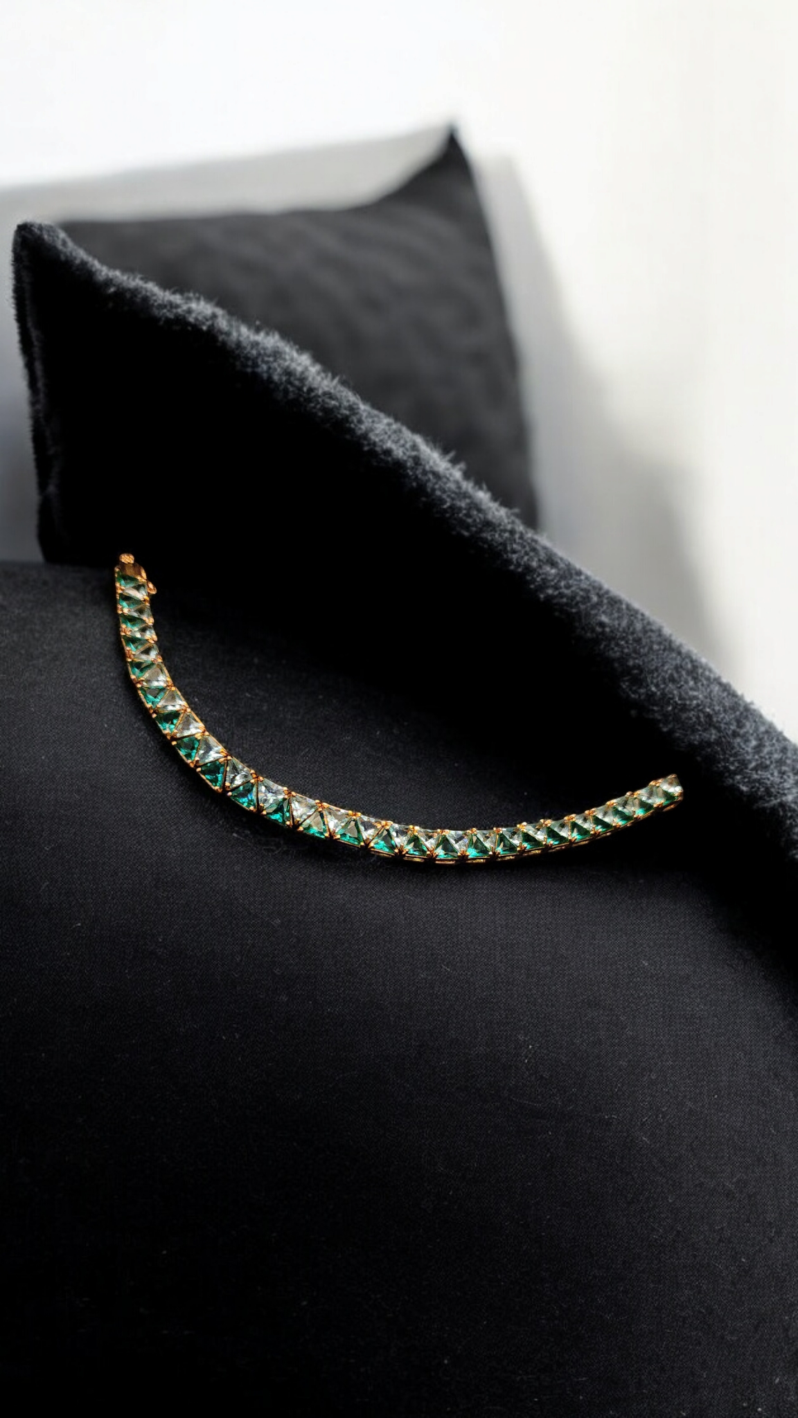 Ocean Green Tourmaline and Blue Topaz Trillion Cut Bracelet